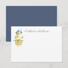 Tarjeta de nota de estantería acuarela para peces