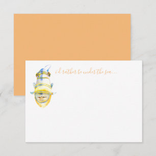 Tarjeta de nota de estantería acuarela para peces
