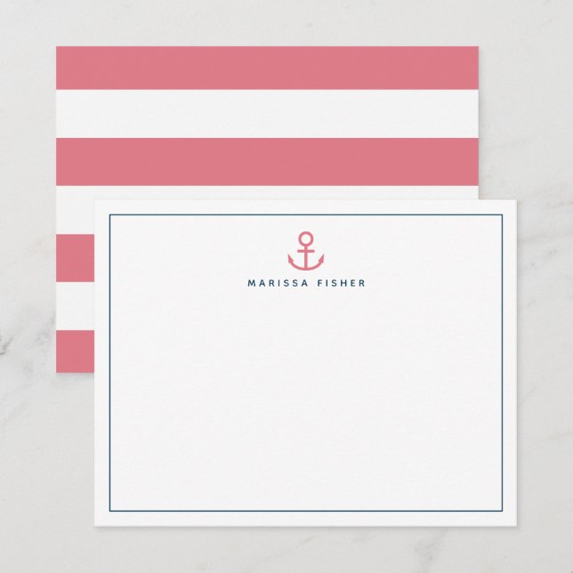 Tarjeta de nota de estantería de anclaje rosa (Anverso / Reverso)