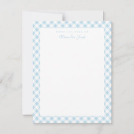 Tarjeta de nota de estatus personal Blue Gingham C