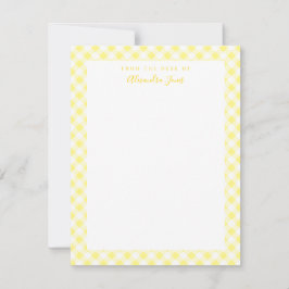 Tarjeta de nota de estatus personal Yellow Gingham