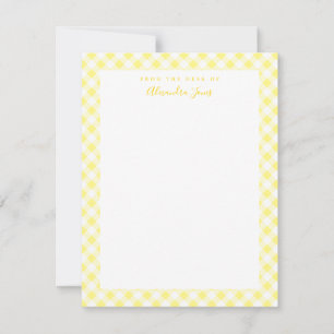 Tarjeta de nota de estatus personal Yellow Gingham
