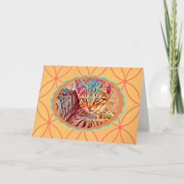 Tarjeta de nota de estilo de época naranja Kitten