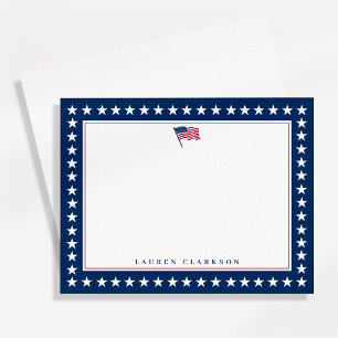 Tarjeta de nota de estrellas de la bandera america