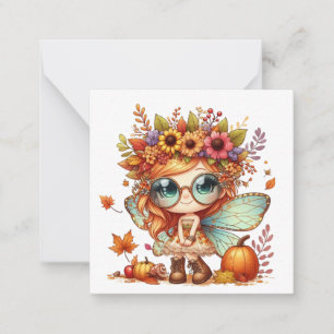 Tarjeta de nota de fantasía de hada de otoño