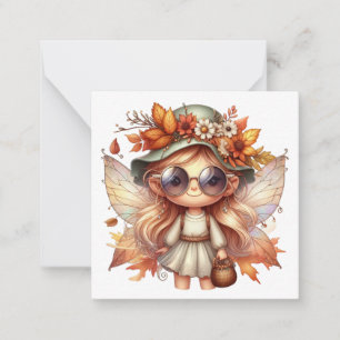 Tarjeta de nota de fantasía de hada de otoño