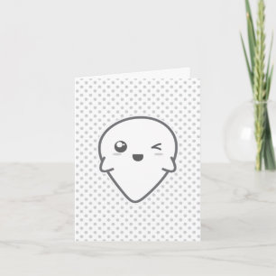 Tarjeta de nota de fantasma guiñando Kawaii