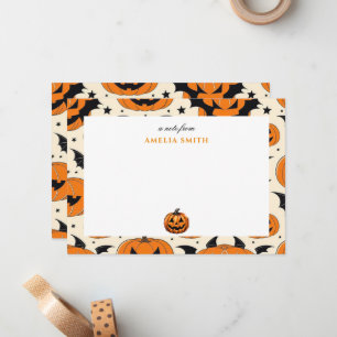 Tarjeta de nota de fiesta de Halloween de calabaza