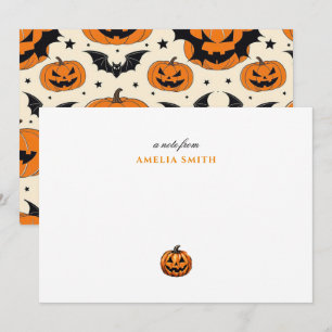 Tarjeta de nota de fiesta de Halloween de calabaza