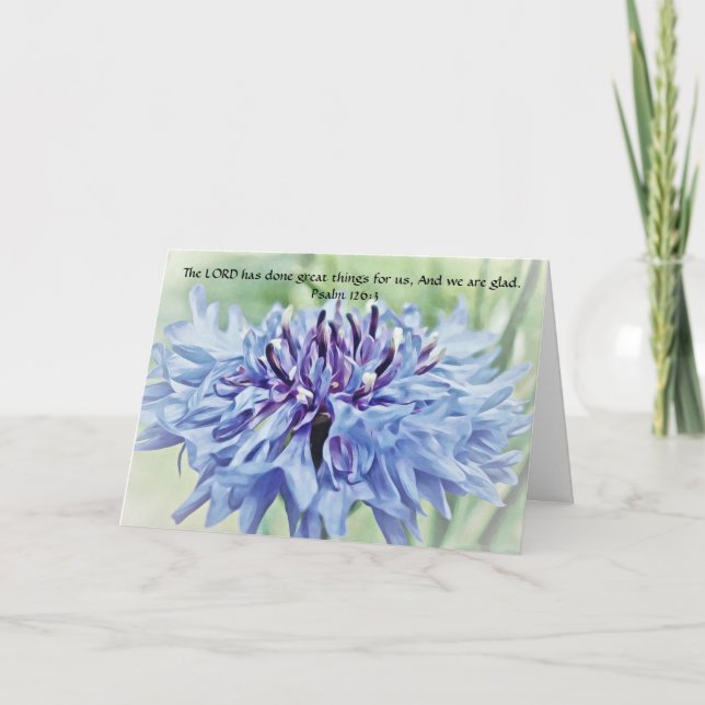 Tarjeta de Nota de Flor Azul Verse Verse de la Bib (Anverso)