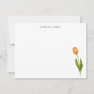 Tarjeta de nota de flor de tulipán naranja elegant