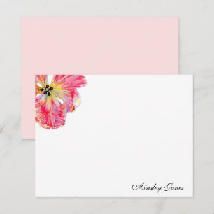 Tarjeta de nota de flor de Tulipán Rosa