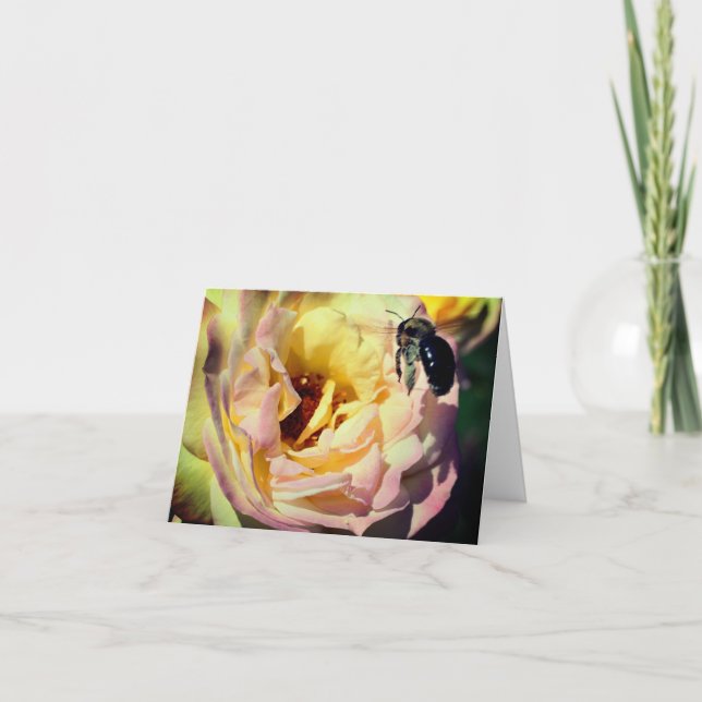 Tarjeta De Nota De Flor Y Abeja De Bumble (Anverso)