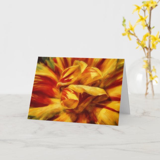 Tarjeta de nota de flores de tulipán arte floral (flor amarilla)