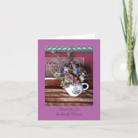 Tarjeta de Nota de Flores Vintage Floral, Teapot