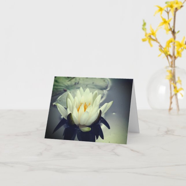 Tarjeta de nota de flores Water Lily Lotus (flor amarilla)