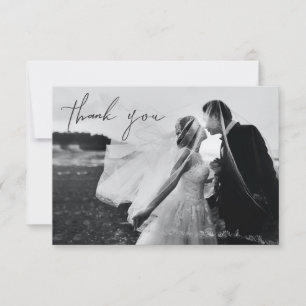 Tarjeta de nota de foto de boda con agradecimiento