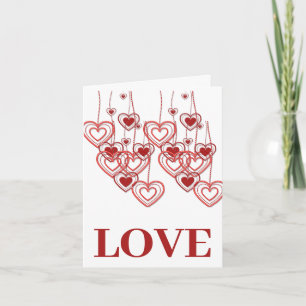 Tarjeta de nota de foto de Red Hearts Love El día