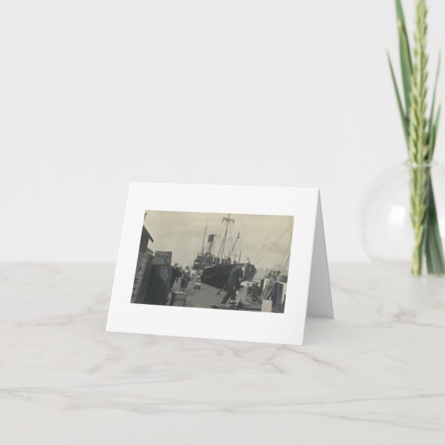 Tarjeta de nota de foto real antigua de barco | En (Anverso)