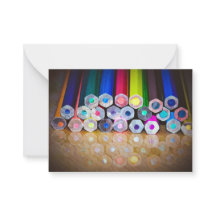 Tarjeta de nota de fotografía de arte con lápices 