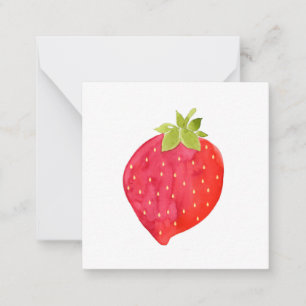 Tarjeta de nota de fresa acuarela