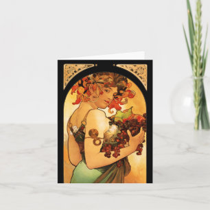 Tarjeta de nota de fruta Alphonse Mucha