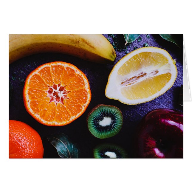 Tarjeta de nota de frutas coloridas y variadas (Anverso (Horizontal))