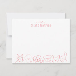 Tarjeta De Nota De Garabato De Animal De Perro Lin