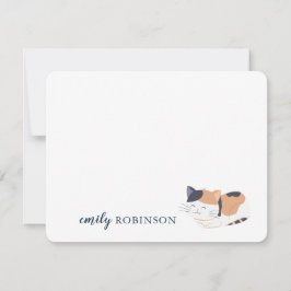 Tarjeta de nota de gato lindo personalizada