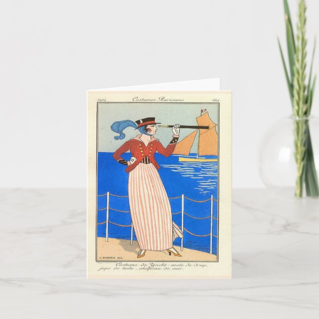 Tarjeta de nota de George Barbier Art Deco Blank (Anverso)