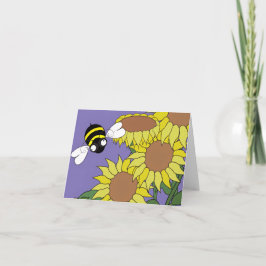 Tarjeta de nota de girasol (interior en blanco)
