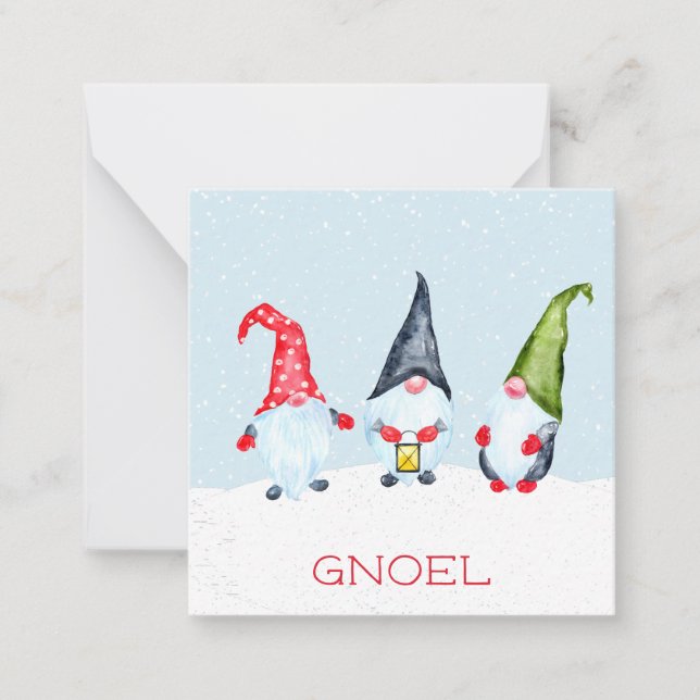 Tarjeta de nota de gnomos de Navidad Gnoel (Anverso)