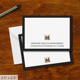 Tarjeta de nota de Gold Monogram Financial Planner