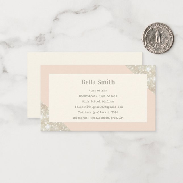 Tarjeta de nota de graduación moderna simple y ele (Anverso/Reverso In Situ)