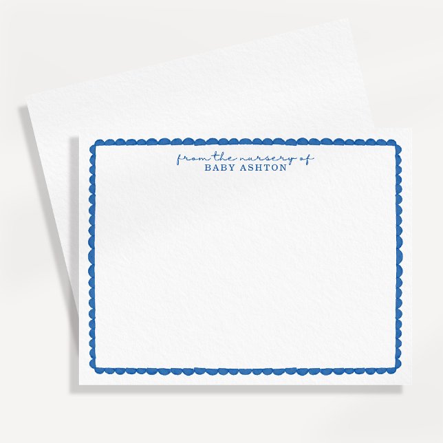 Tarjeta de nota de guardería azul con festón de ac (Subido por el creador)