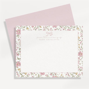 Tarjeta de nota de guardería con borde floral Cott