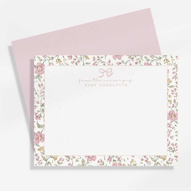 Tarjeta de nota de guardería con borde floral Cott (Subido por el creador)