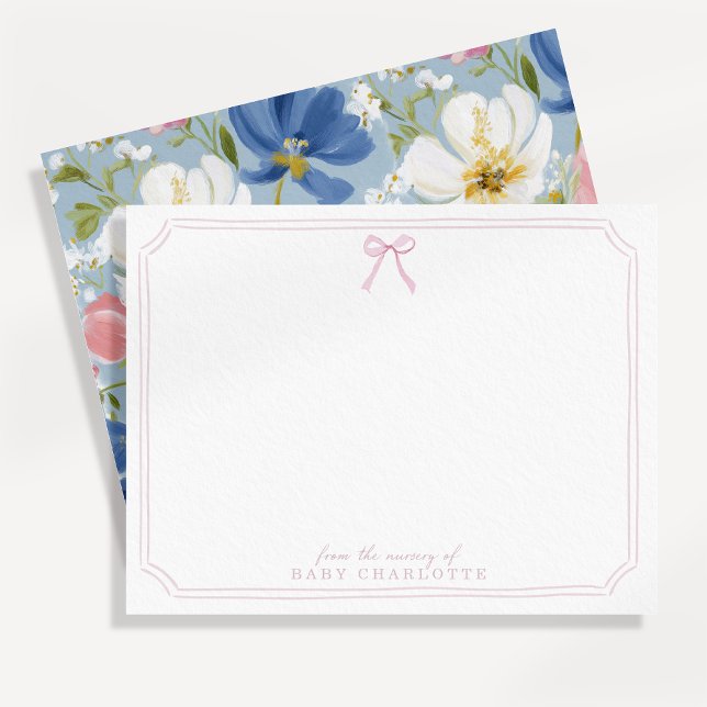 Tarjeta de nota de guardería con flores azules y m (Subido por el creador)