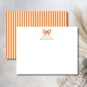 Tarjeta de nota de guardería con lazo de calabaza