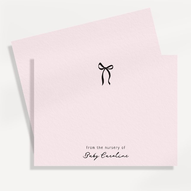 Tarjeta de nota de guardería con lazo rosa (Subido por el creador)