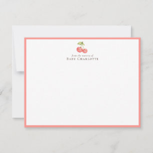 Tarjeta de nota de guardería de cereza dulce