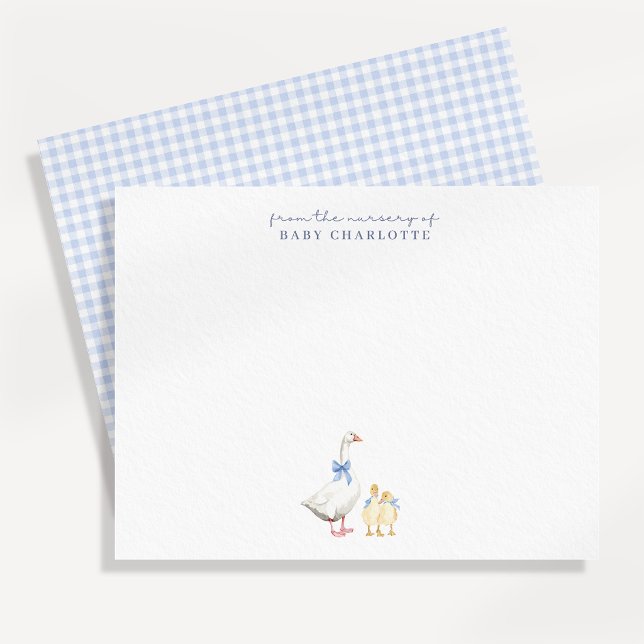 Tarjeta de nota de guardería de ganso de gingham a (Subido por el creador)