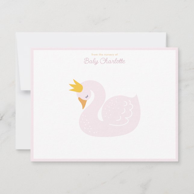 Tarjeta de nota de guardería del cisne de la princ (Anverso)