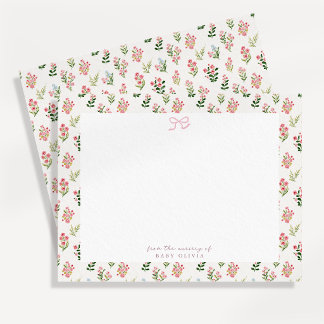 Tarjeta de nota de guardería floral rosa
