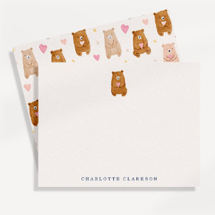 Tarjeta de nota de guardería para niños con oso