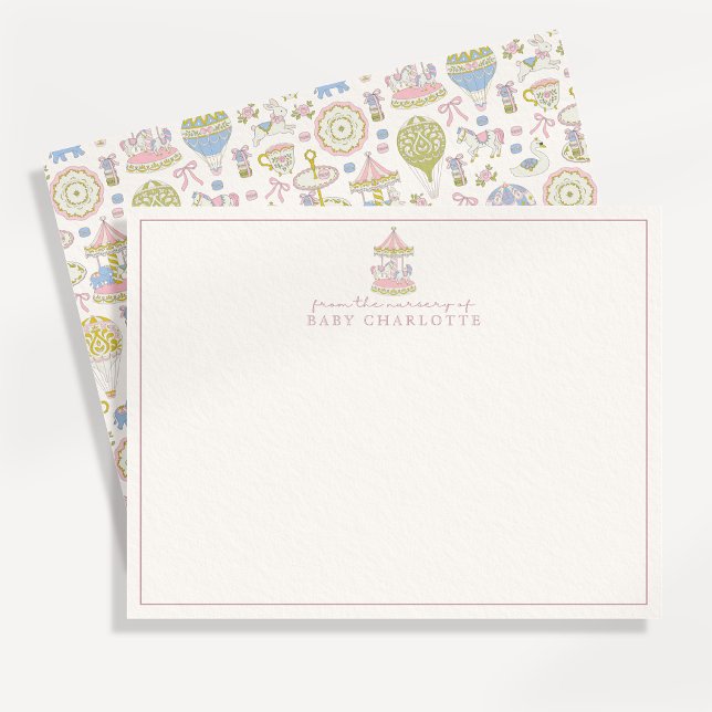 Tarjeta de nota de guardería Pastel Carousel (Subido por el creador)