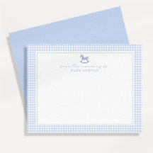 Tarjeta de nota de guinga azul para habitación de