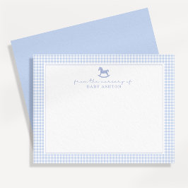 Tarjeta de nota de guinga azul para habitación de 