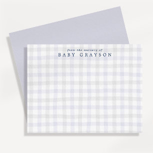 Tarjeta de nota de guinga azul Preppy para cuarto