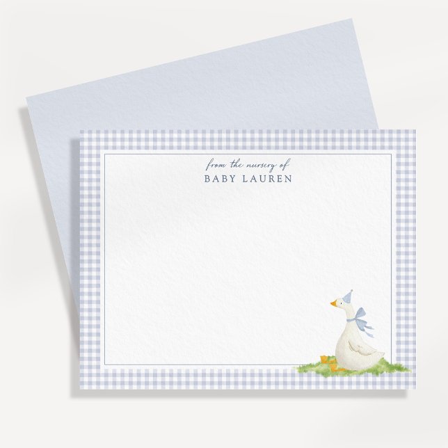 Tarjeta de nota de guinga azul Silly Goose Nursery (Subido por el creador)